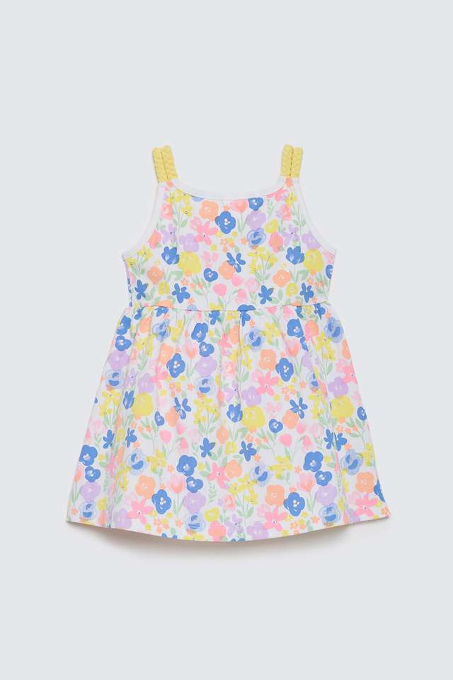 Printed-Cotton-Square-Neck-Infant-Girls-Casual-Wear-Dress