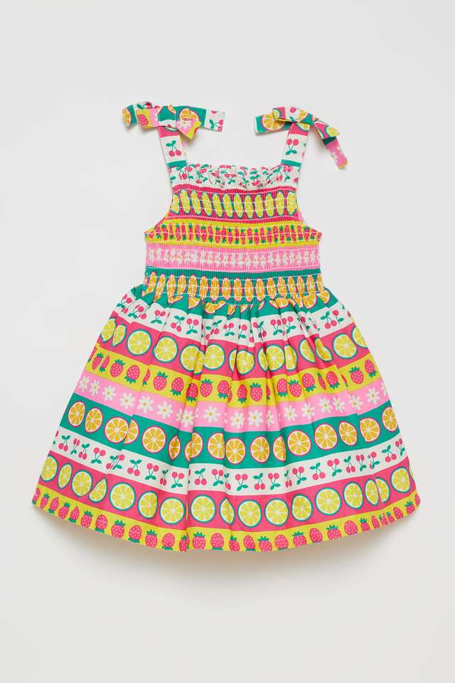 Printed-Poplin-Round-Neck-Infant-Girls-Casual-Wear-Dress