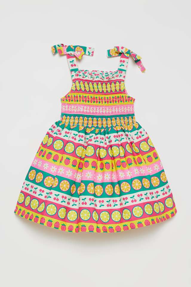 Printed-Poplin-Round-Neck-Infant-Girls-Casual-Wear-Dress