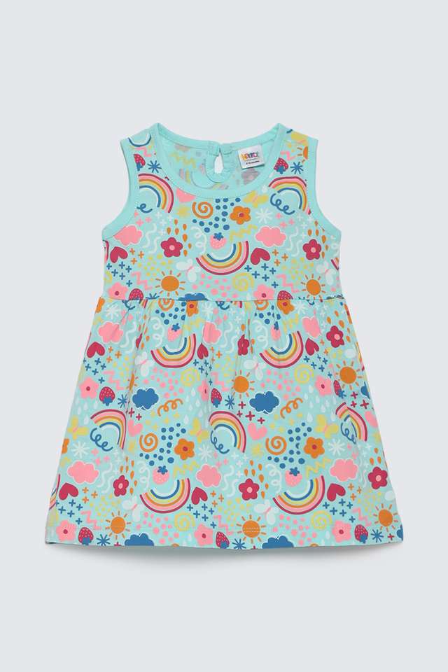 Printed-Cotton-Round-Neck-Infants-Casual-Wear-Dress