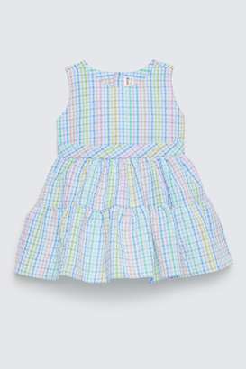 Stripes-Blended-Fabric-Round-Neck-Infant-Girls-Casual-Wear-Dress
