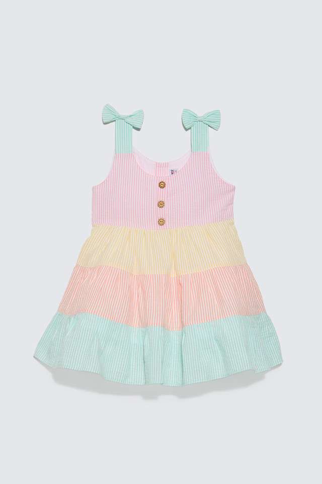 Stripes-Cotton-Round-Neck-Infant-Girls-Casual-Wear-Dress