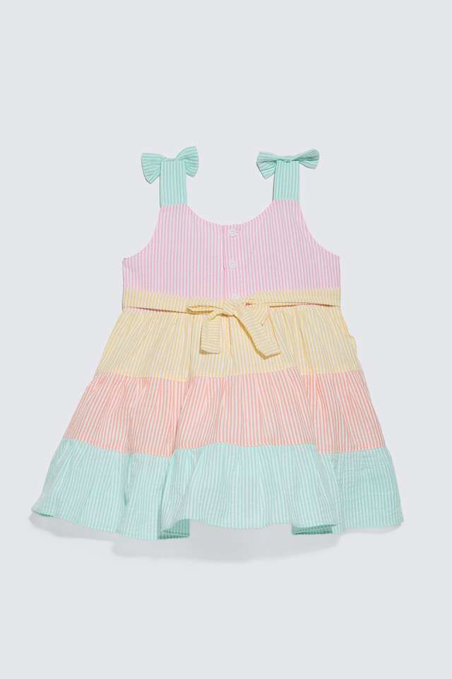 Stripes-Cotton-Round-Neck-Infant-Girls-Casual-Wear-Dress