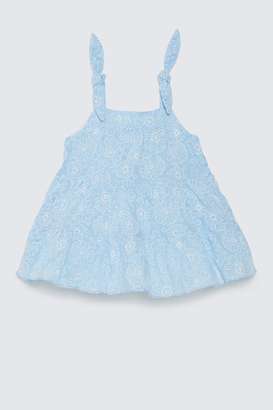 Embroidered-Poplin-Round-Neck-Infant-Girls-Casual-Wear-Dress