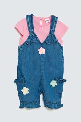 Embellished-Cotton-Above-Knee-Infants-Dungarees
