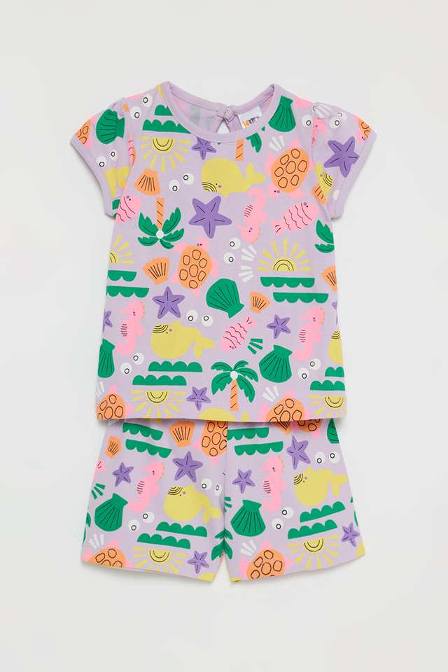 Printed-Cotton-Knee-Length-Infants-Top-&-Bottom-Set