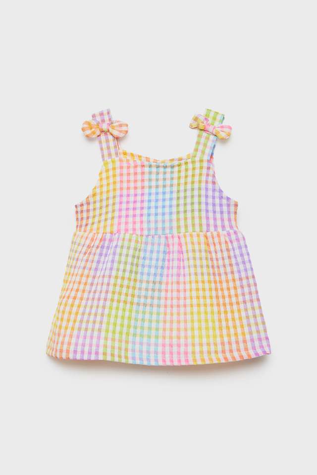 Stripes-Blended-Fabric-Square-Neck-Infant-Girls-Top
