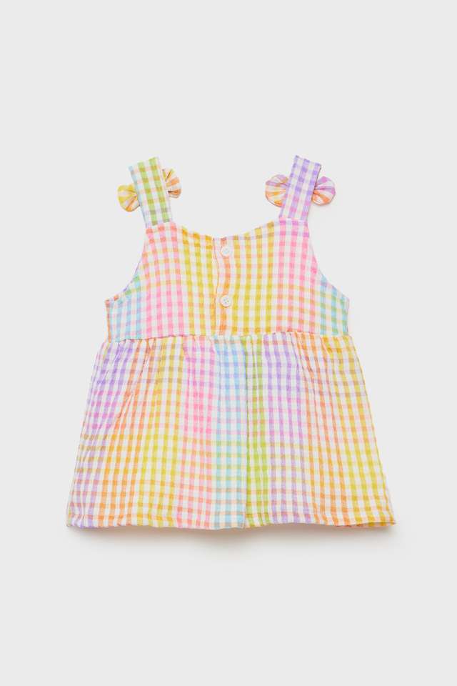 Stripes-Blended-Fabric-Square-Neck-Infant-Girls-Top