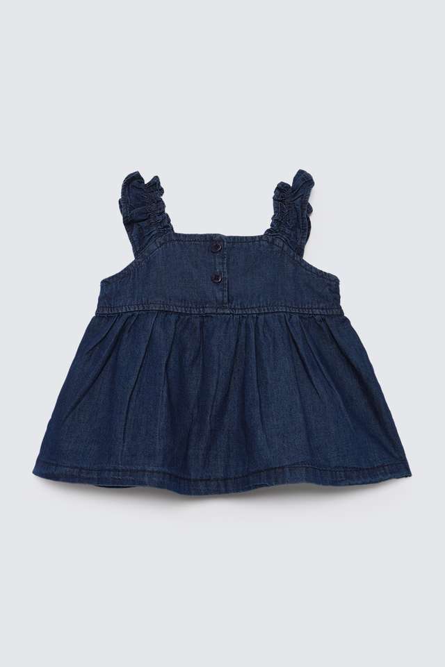 Embroidered-Denim-Round-Neck-Infant-Girls-Top
