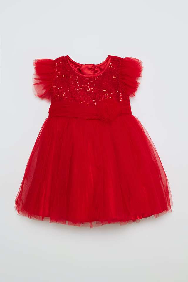 Sequinned-Polyester-Round-Neck-Infant-Girls-Party-Wear-Dress