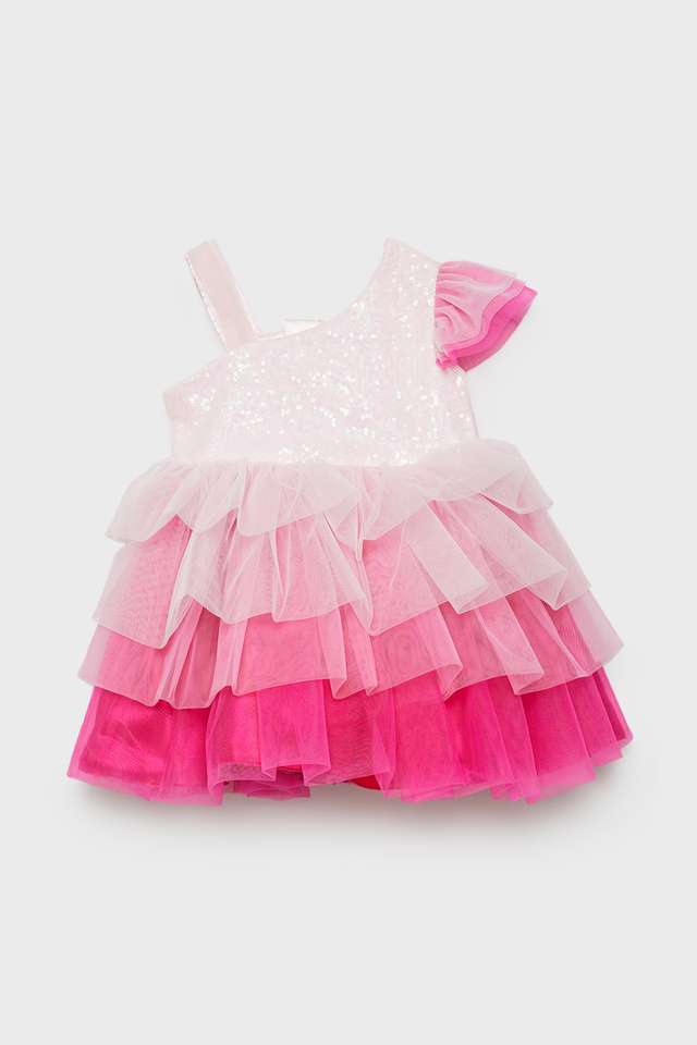 Embellished-Polyester-Off-Shoulder-Infants-Casual-Wear-Dress