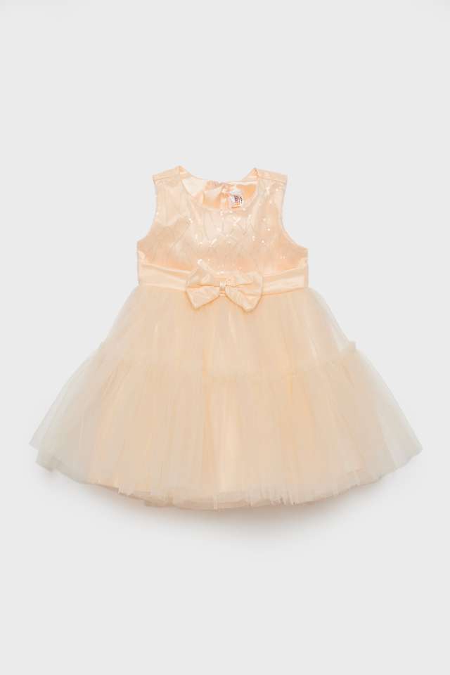 Embellished-Polyester-Round-Neck-Infants-Casual-Wear-Dress