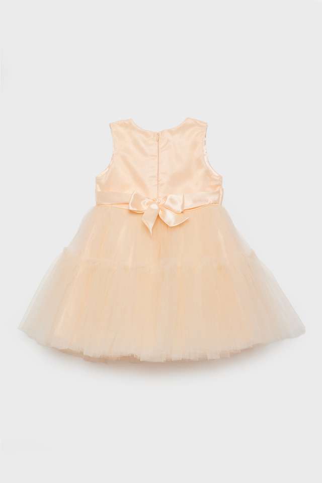 Embellished-Polyester-Round-Neck-Infants-Casual-Wear-Dress
