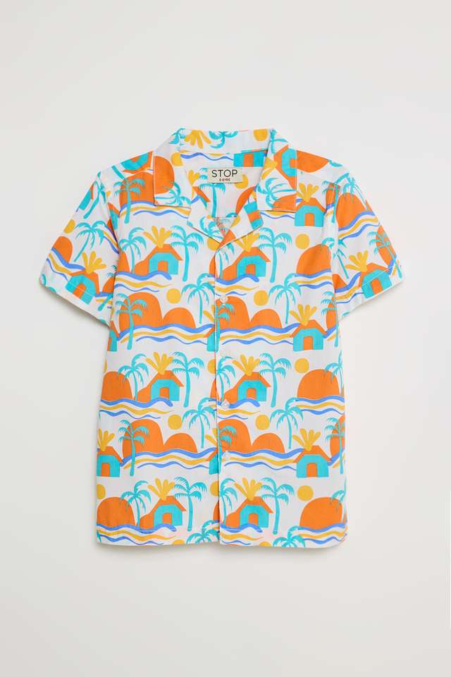 Printed-Poplin-Collared-Boys-Shirt