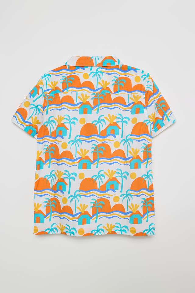 Printed-Poplin-Collared-Boys-Shirt