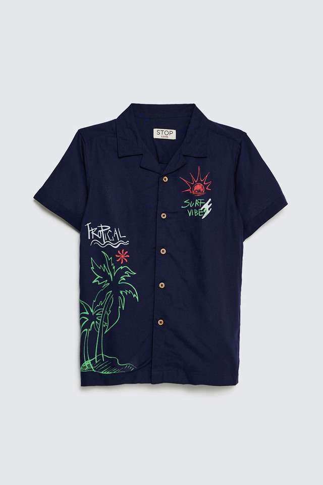 Printed-Blended-Fabric-Collared-Boys-Shirt