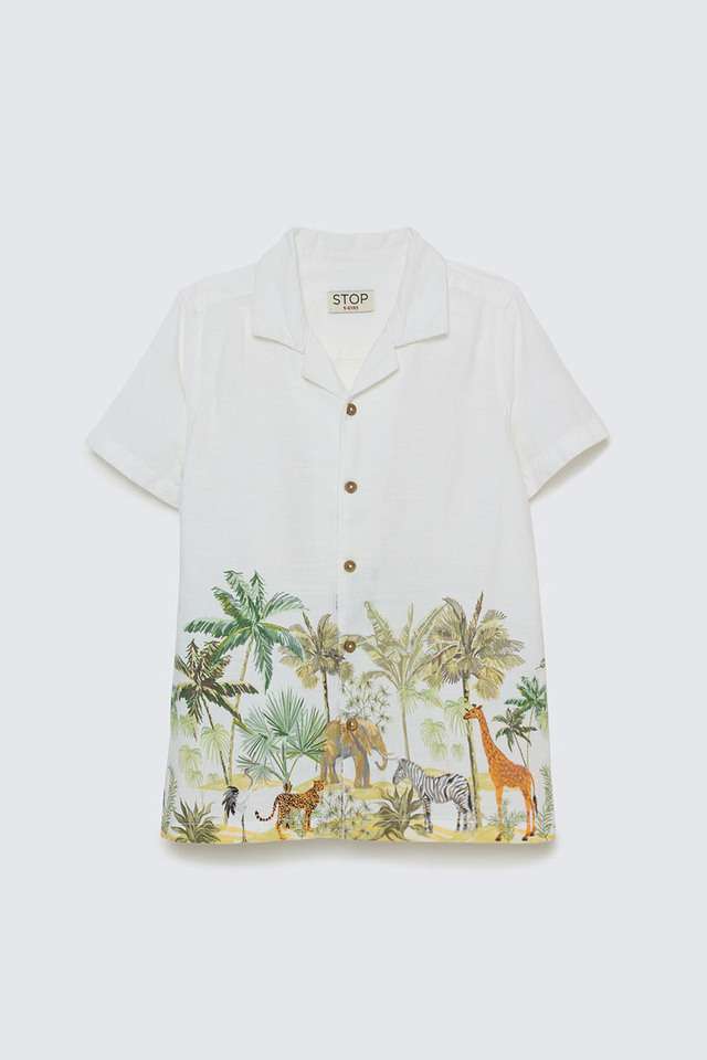 Printed-Poplin-Collared-Boys-Shirt