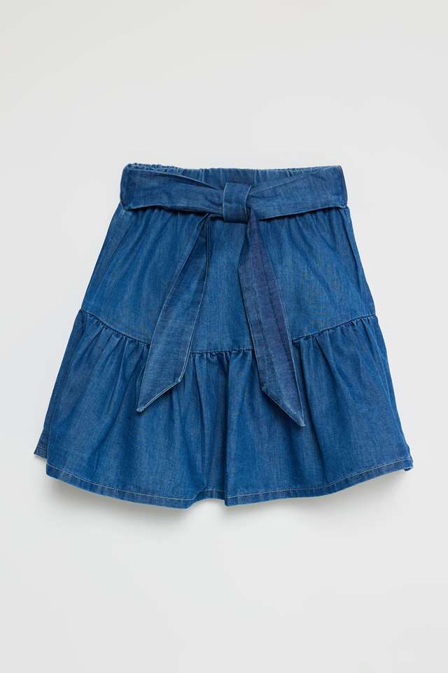 Solid-Denim-Regular-Fit-Girls-Skirt