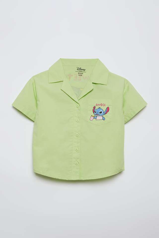 Solid-Blended-Fabric-Collared-Girls-Shirt
