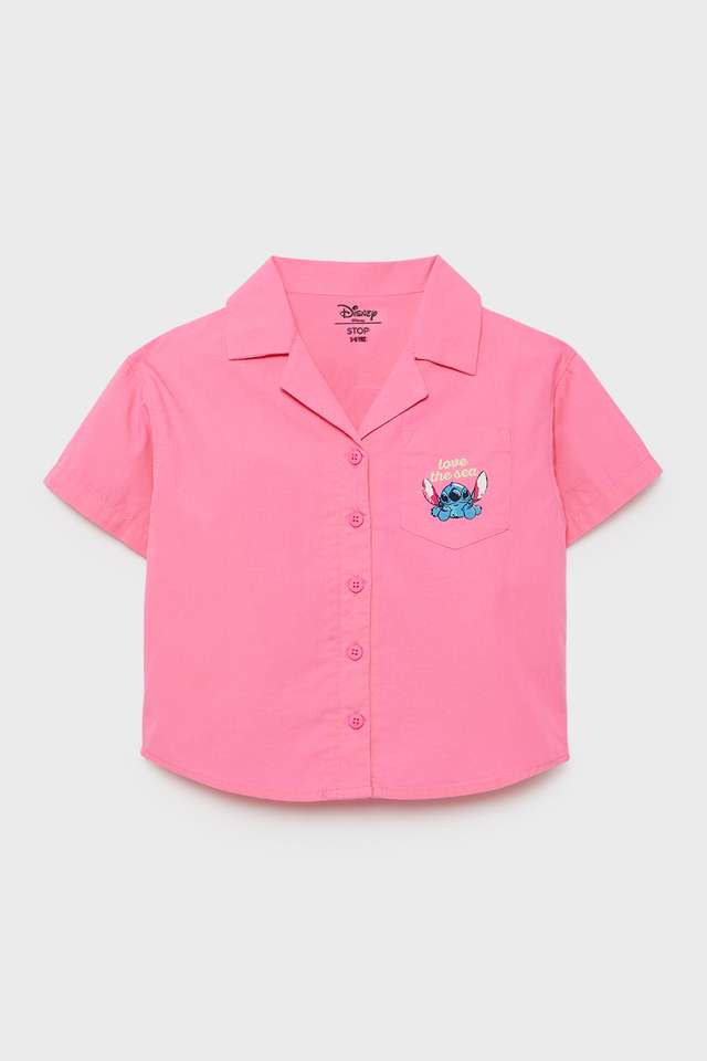 Solid-Blended-Fabric-Collared-Girls-Shirt