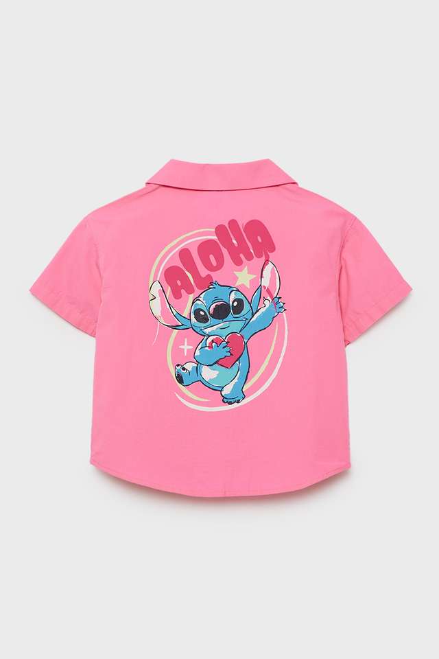 Solid-Blended-Fabric-Collared-Girls-Shirt