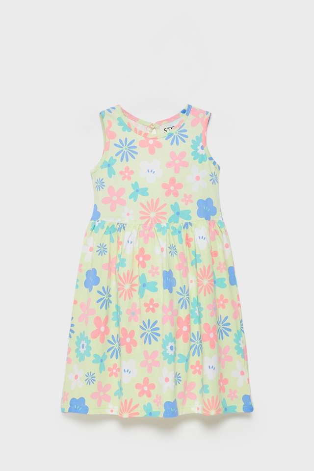 Solid-Blended-Fabric-Round-Neck-Girls-Casual-Wear-Dress