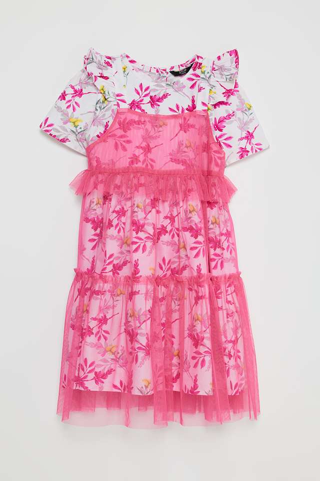 Solid-Blended-Fabric-Round-Neck-Girls-Casual-Wear-Dress
