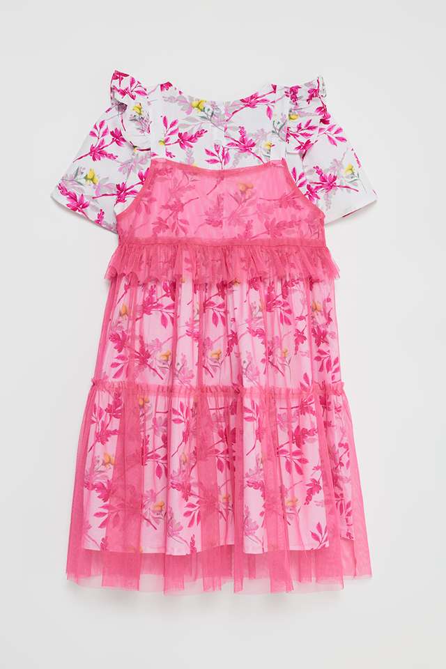 Solid-Blended-Fabric-Round-Neck-Girls-Casual-Wear-Dress