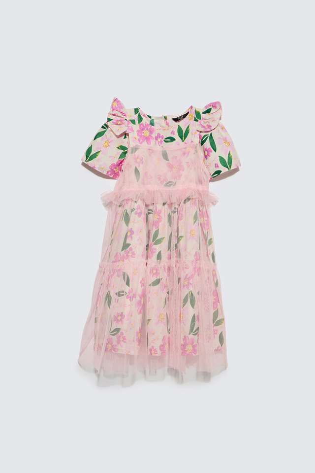 Solid-Blended-Fabric-Round-Neck-Girls-Casual-Wear-Dress