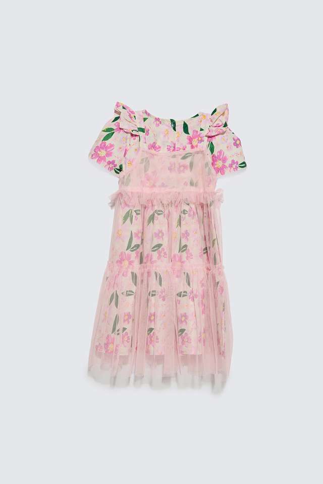 Solid-Blended-Fabric-Round-Neck-Girls-Casual-Wear-Dress
