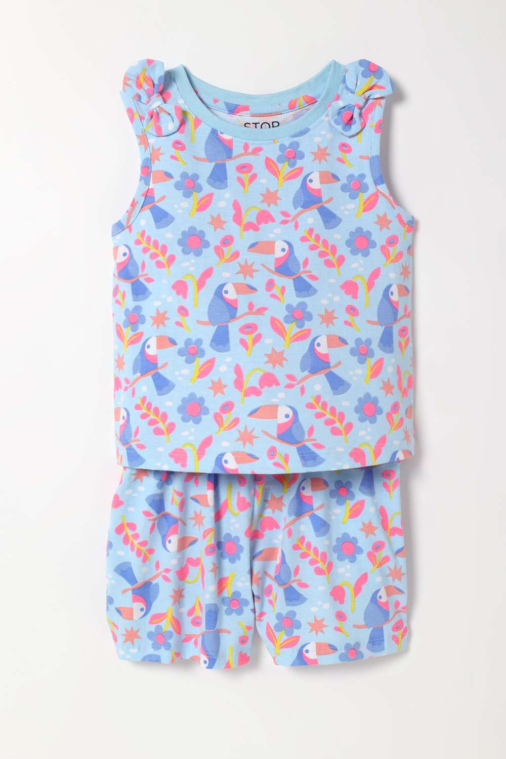 Solid-Blended-Fabric-Girls-Top-&-Bottom-Set
