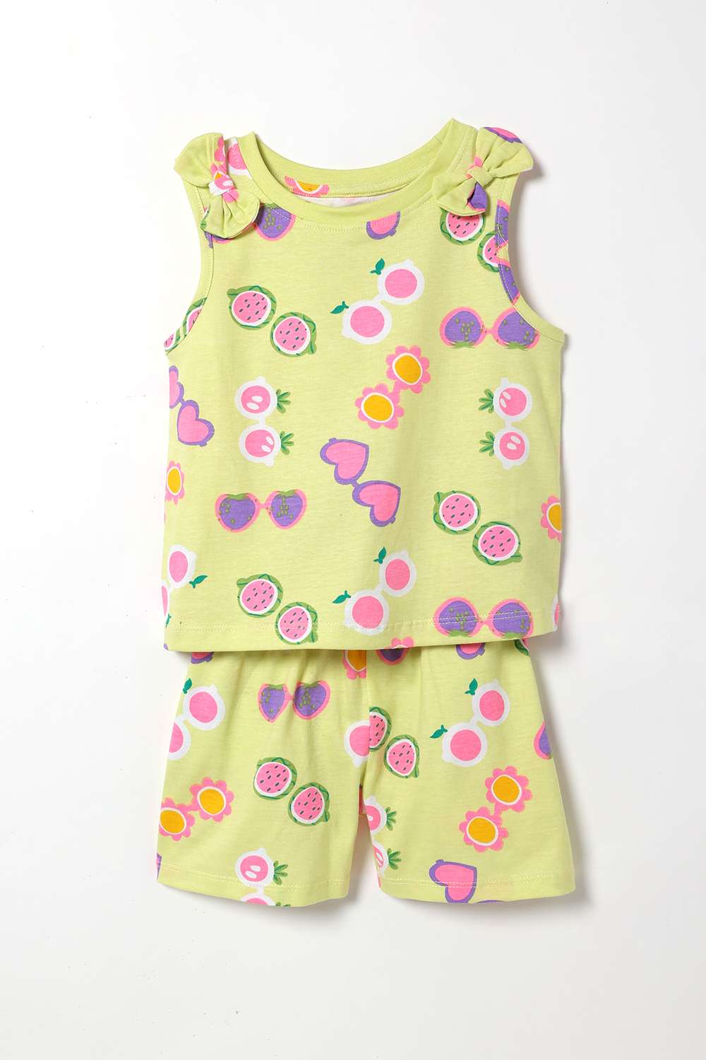 Solid-Blended-Fabric-Girls-Top-&-Bottom-Set
