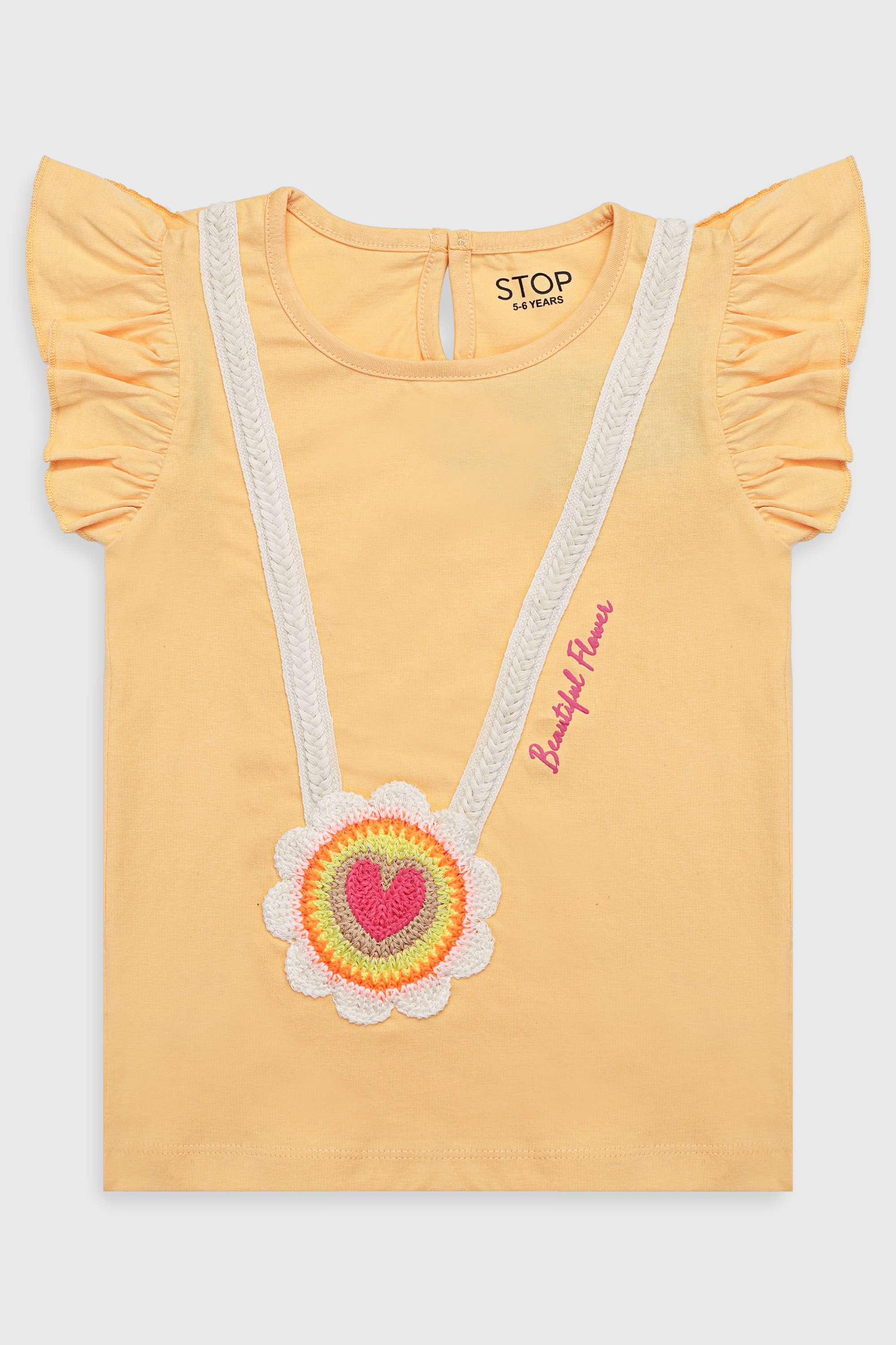 Solid-Blended-Fabric-Round-Neck-Girls-T-Shirt