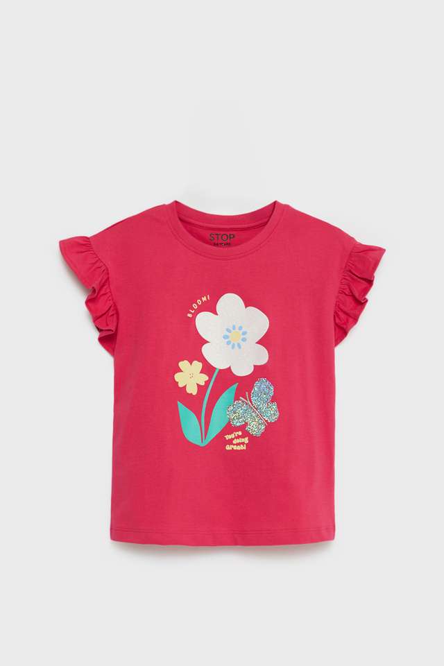 Graphic-Print-Cotton-Round-Neck-Girls-T-Shirt