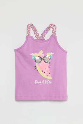 Solid-Blended-Fabric-Round-Neck-Girls-T-Shirt