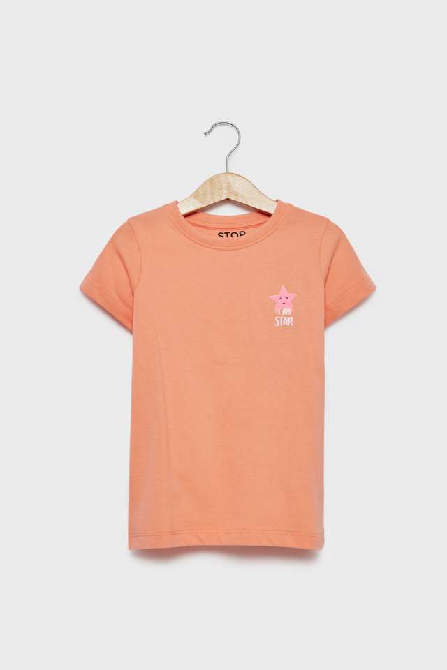 Solid-Cotton-Round-Neck-Girls-T-Shirt