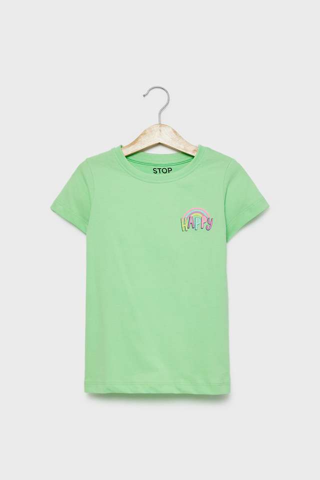 Solid-Cotton-Round-Neck-Girls-T-Shirt