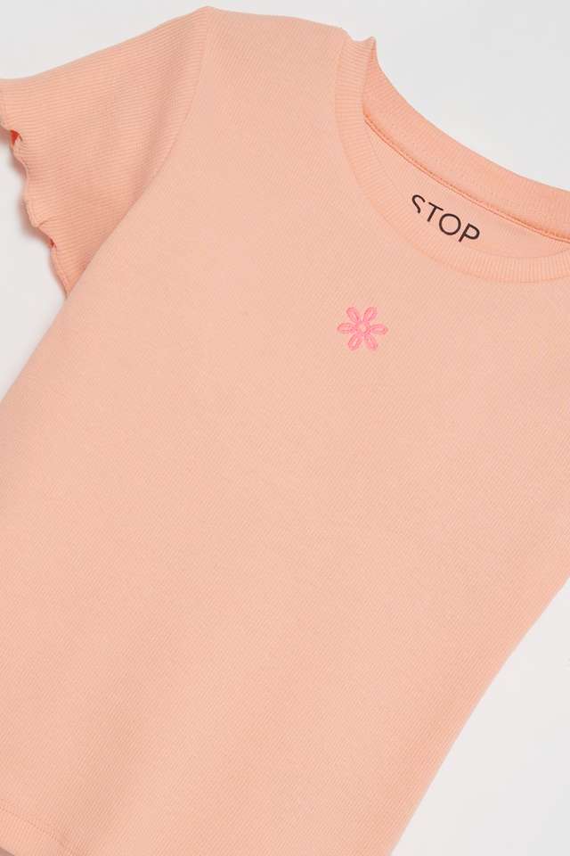 Solid-Cotton-Round-Neck-Girls-T-Shirt