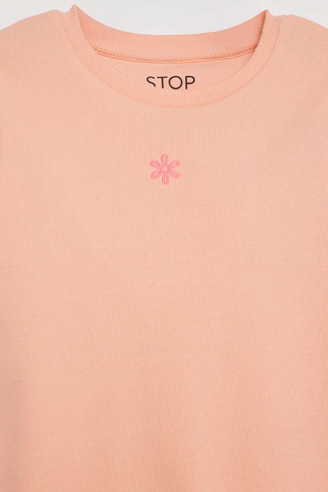 Solid-Cotton-Round-Neck-Girls-T-Shirt