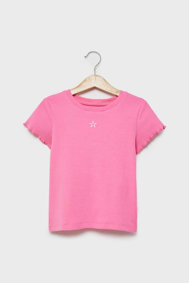 Solid-Cotton-Round-Neck-Girls-T-Shirt