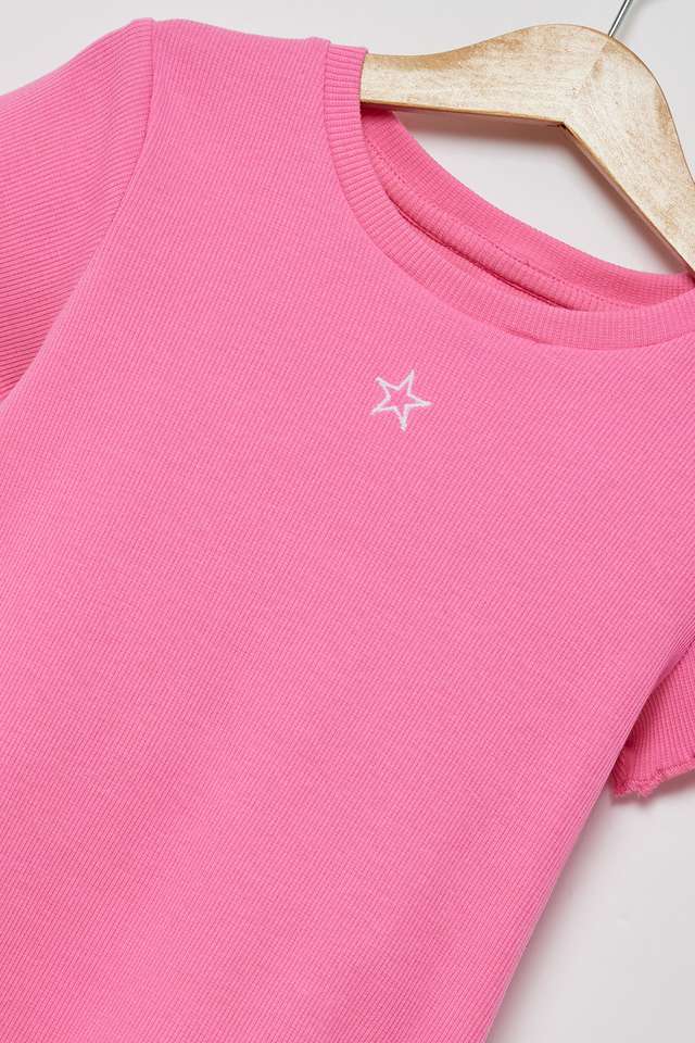 Solid-Cotton-Round-Neck-Girls-T-Shirt