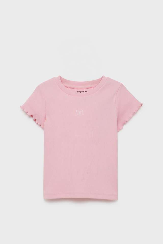 Solid-Cotton-Round-Neck-Girls-T-Shirt