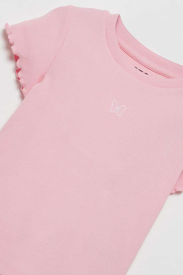 Solid-Cotton-Round-Neck-Girls-T-Shirt