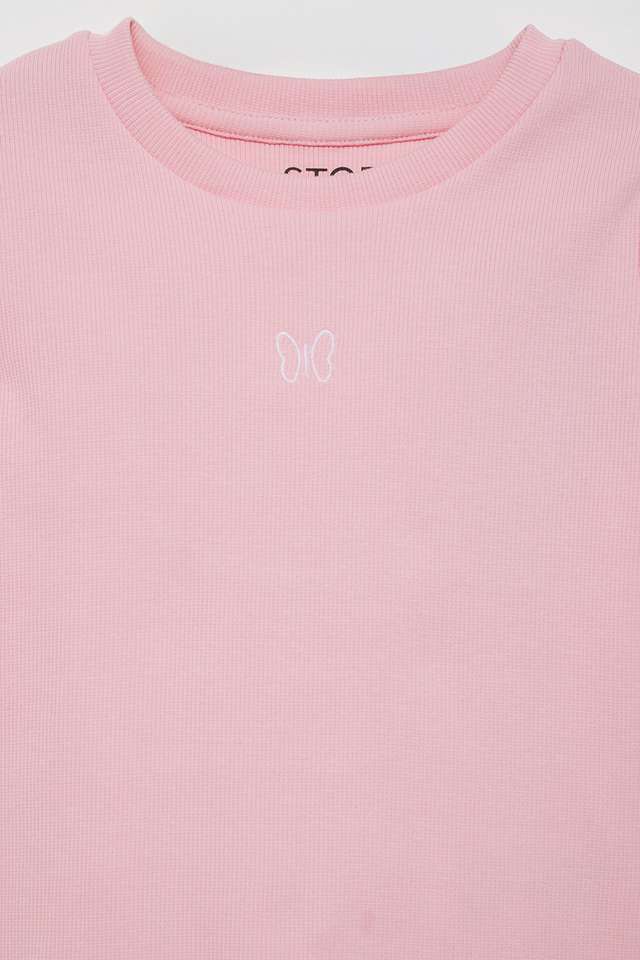 Solid-Cotton-Round-Neck-Girls-T-Shirt