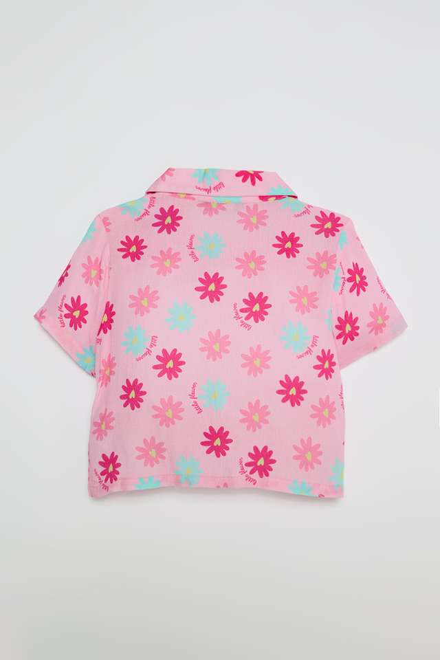 Solid-Blended-Fabric-Collared-Girls-T-Shirt