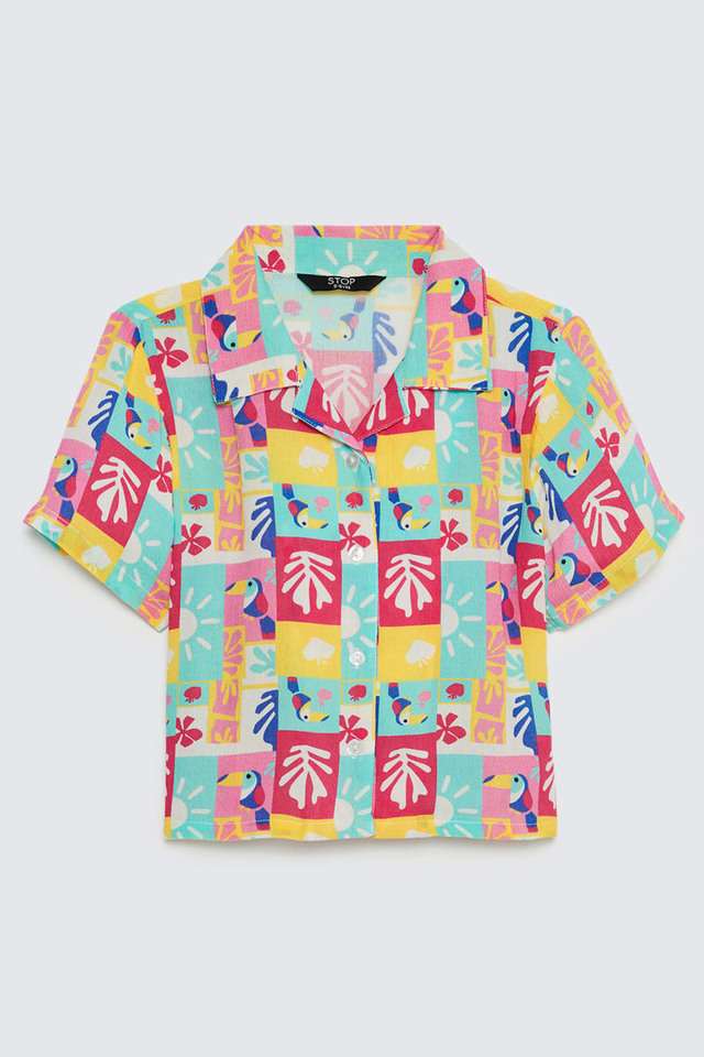 Solid-Blended-Fabric-Collared-Girls-T-Shirt