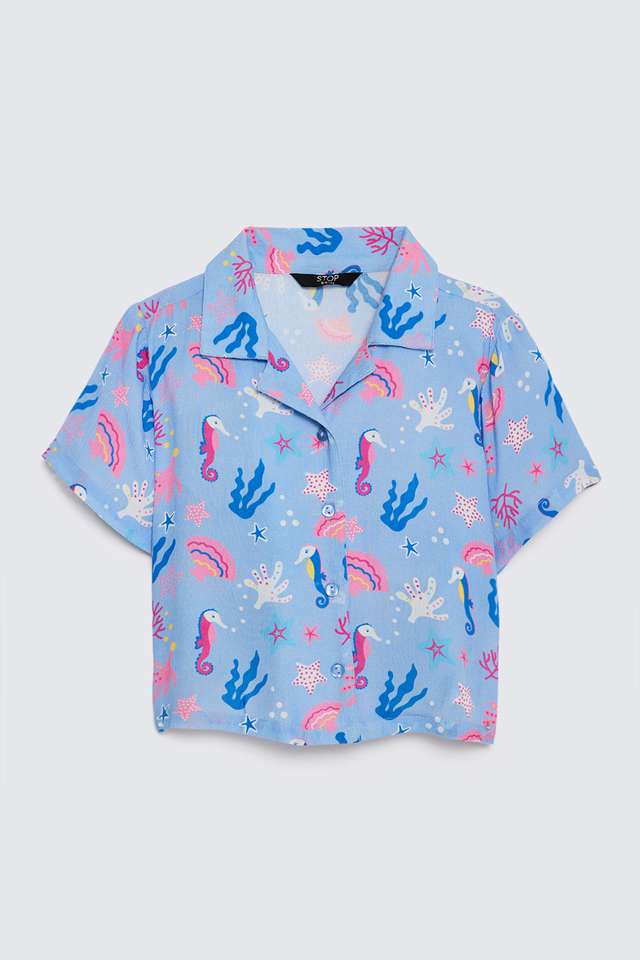 Solid-Blended-Fabric-Collared-Girls-T-Shirt