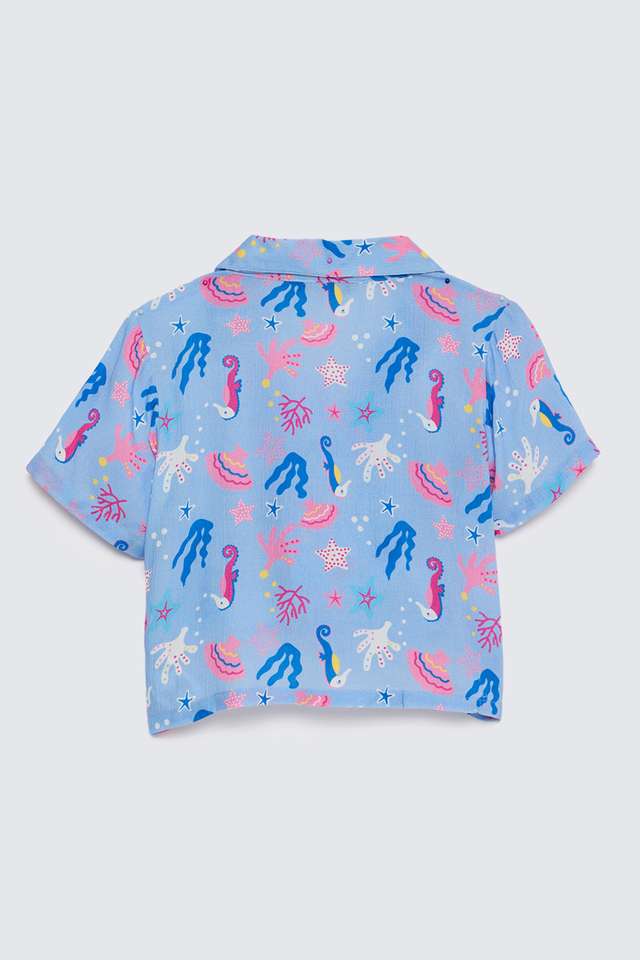 Solid-Blended-Fabric-Collared-Girls-T-Shirt
