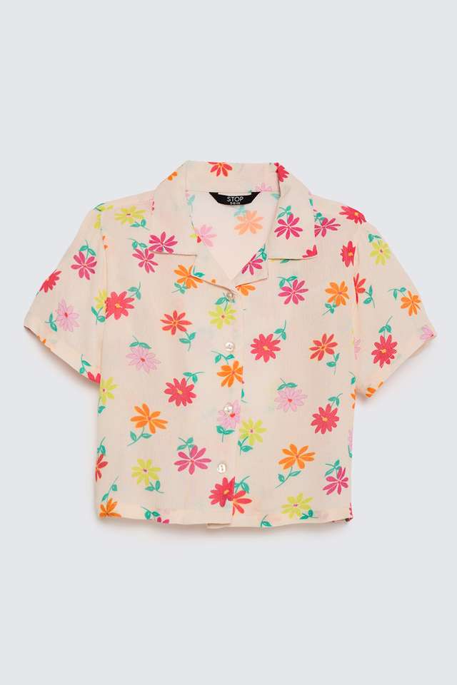 Solid-Blended-Fabric-Collared-Girls-T-Shirt