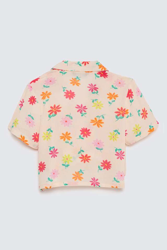 Solid-Blended-Fabric-Collared-Girls-T-Shirt
